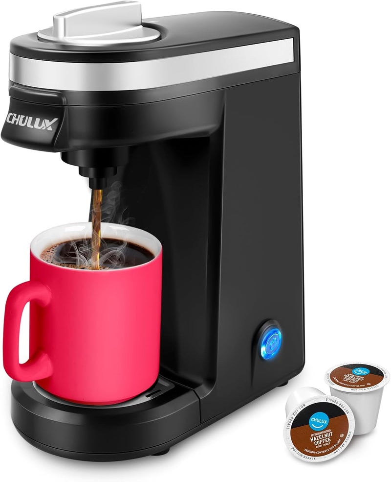 CHULUX Single Serve Coffee Maker for K Capsule, Mini Single One Cup Coffee Machine, Perfect for Small Space, Black - Image 1